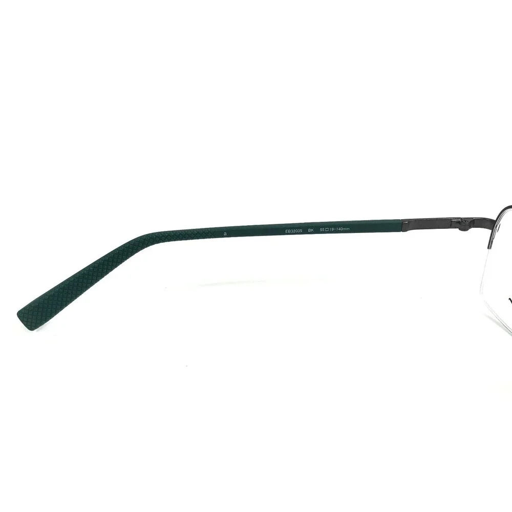 Eddie Bauer Eyeglasses Frame EB32035 BK Black Green Rectangle Half Rim 55-19-140
